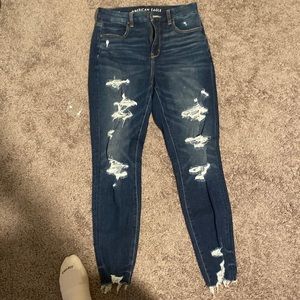 American eagle curvy high, rise ripped jeggings jeans, size 6